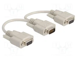 DeLOCK Adaptador VGA de 1 macho a 2 hembras, 20 cm, Beige