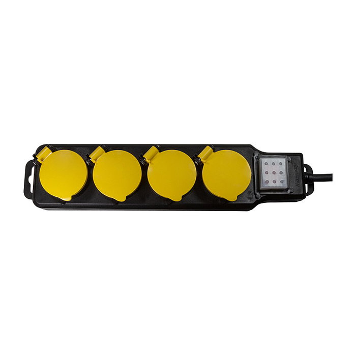 LogiLink Regleta para exteriores con 4 tomas de seguridad, interruptor e IP44, negro