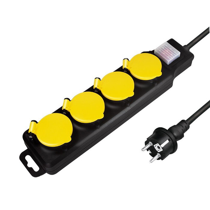 LogiLink Regleta de enchufes para exteriores con 4 tomas de seguridad, interruptor e IP44, negro LogiLink Regleta de enchufes para exteriores con 4 tomas de seguridad, interruptor e IP44, negro