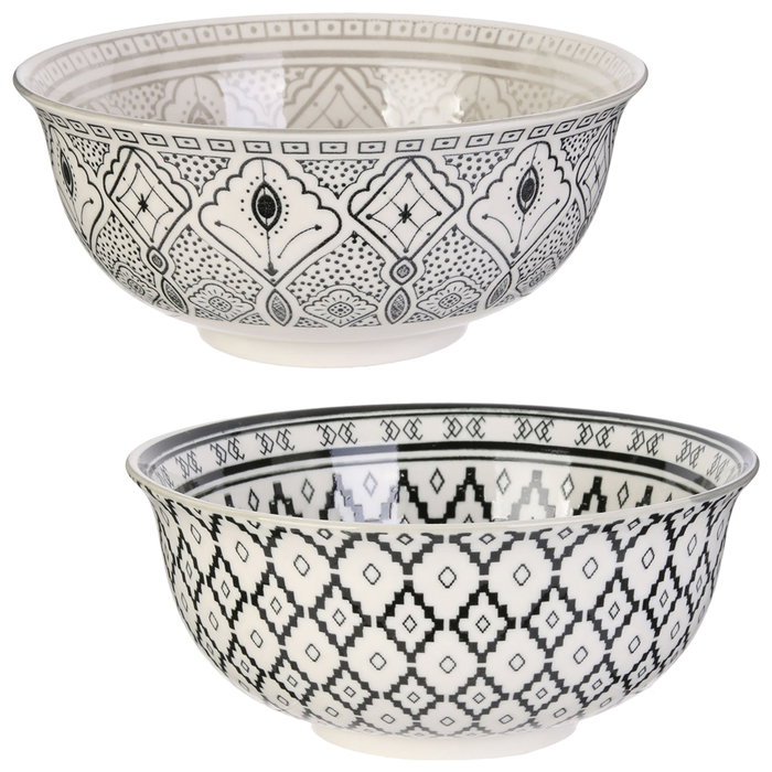 Home Deco Factory Bol Colección Mirage Diámetro 20 cm Altura 9 cm Beige Negro