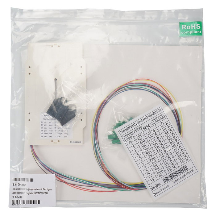 EFB Elektronik Cassette de empalme con pigtails de colores LC/APC OS2