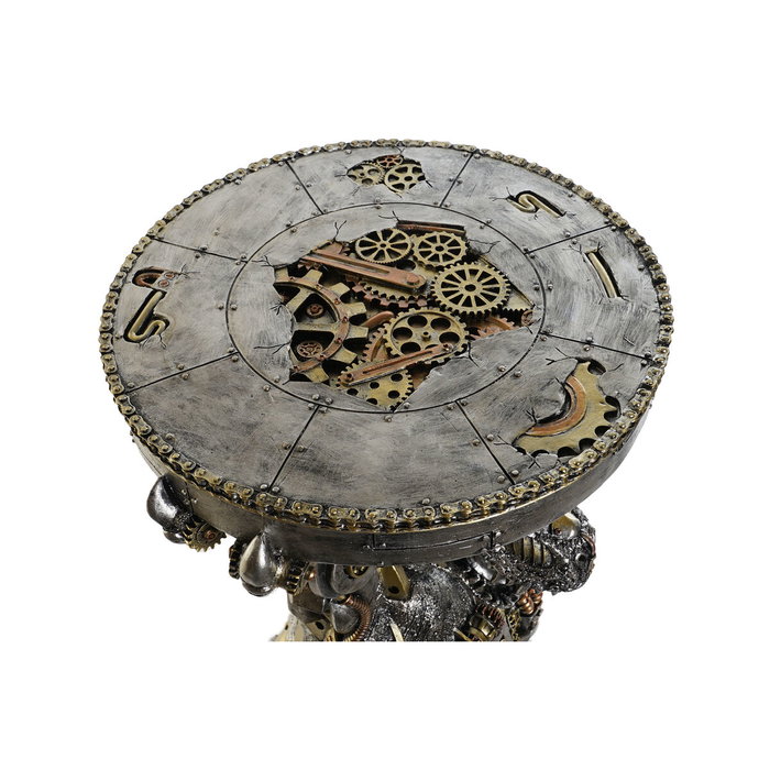 DKD Home Decor Mesita Auxiliar de Resina Steampunk Gris