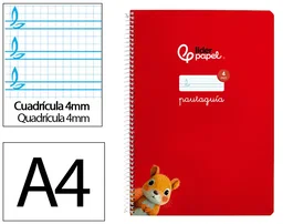 Liderpapel Cuaderno espiral Pautaguía A4 cuadro 4mm rojo