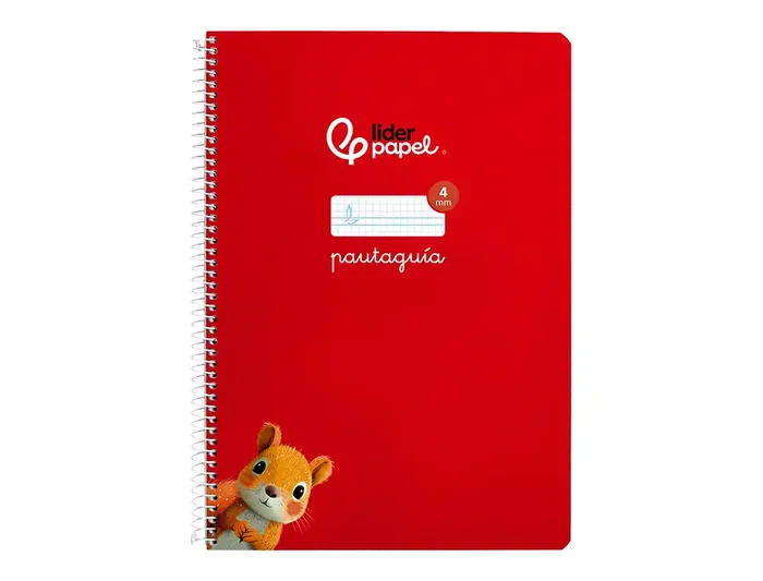 Liderpapel Cuaderno Espiral A4 Pautaguía Tapa Blanda 80 Hojas 75gr Cuadro Pautado 4mm Rojo