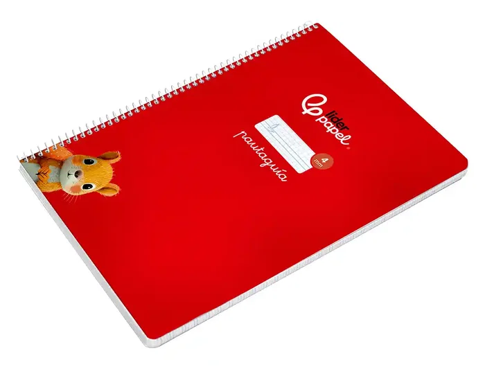 Liderpapel Cuaderno Espiral A4 Pautaguía Tapa Blanda 80 Hojas 75gr Cuadro Pautado 4mm Rojo