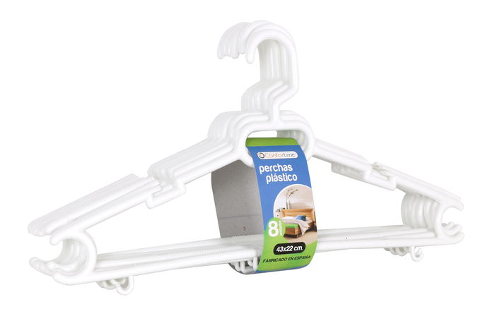 Ruth Set 8 Perchas Plástico 43 x 22 cm (8 Cajas)