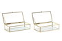 DKD Home Decor Joyero Moderno Dorado de Metal y Cristal 11 x 5 x 20 cm (2 Unidades)