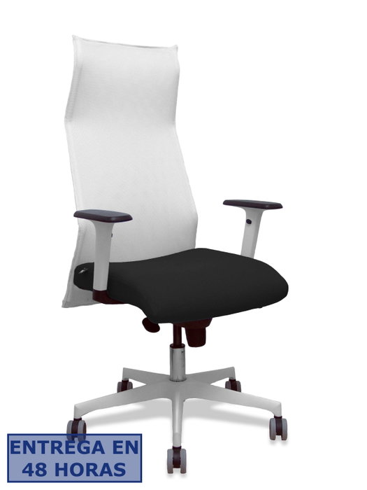 PIQUERAS Y CRESPO Sillón Albacete con Mecanismo Sincro, Malla Blanca y Asiento Negro