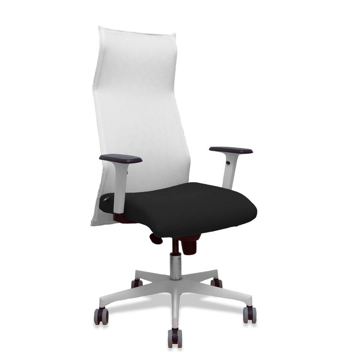 PIQUERAS Y CRESPO Sillón Albacete con Mecanismo Sincro, Malla Blanca y Asiento Negro
