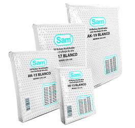 Sam AK-16 Paquete 10 Bolsas Adhesivas Acolchadas Air Bag Blanco Medida Interior 220x340 (Ref. 146175)