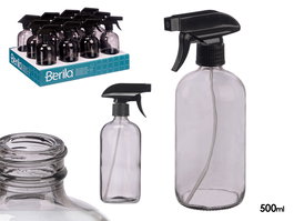 Berilo Pulverizador Cristal Redondo Gris 500 ml Vidrio-Plástico 9.5x21.2x7.4 cm (Set de 12)