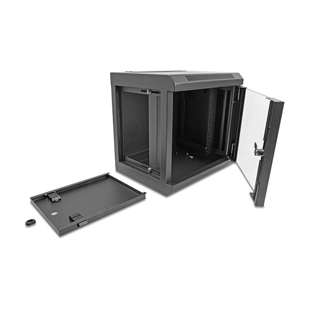 DeLOCK Gabinete de red 10″ 6U con puerta de vidrio negro