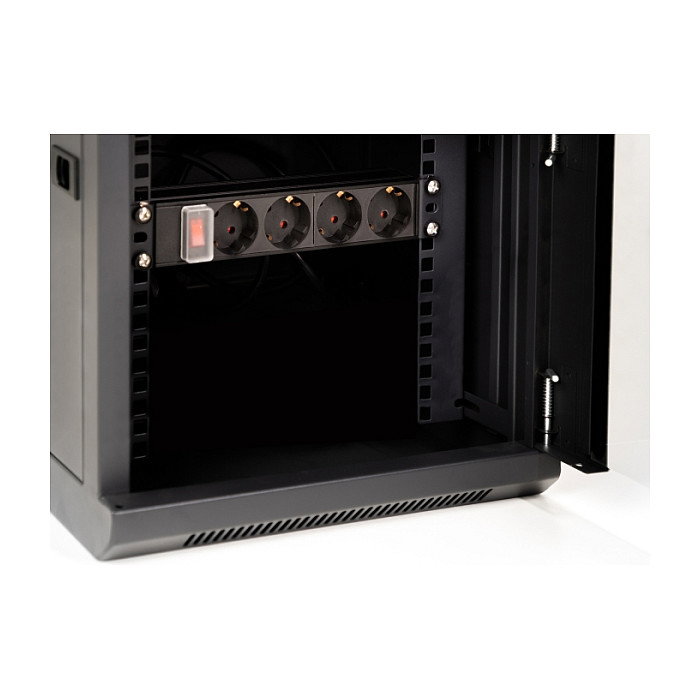 DeLOCK Gabinete de red 10″ 6U con puerta de vidrio negro