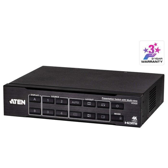 Aten VP2420 Matriz de conmutación de presentación multimedia 4K con Multi-View
