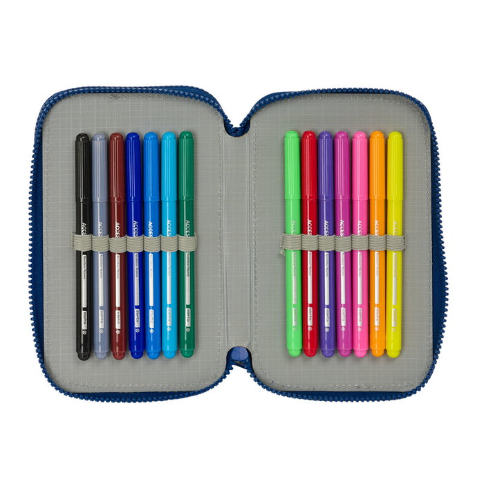 Estuche Escolar con Accesorios Munich North Azul marino 12.5 x 19.5 x 4 cm 29 Piezas