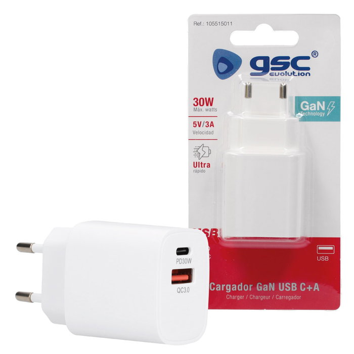 GSC Evolution Cargador GaN USB C + A