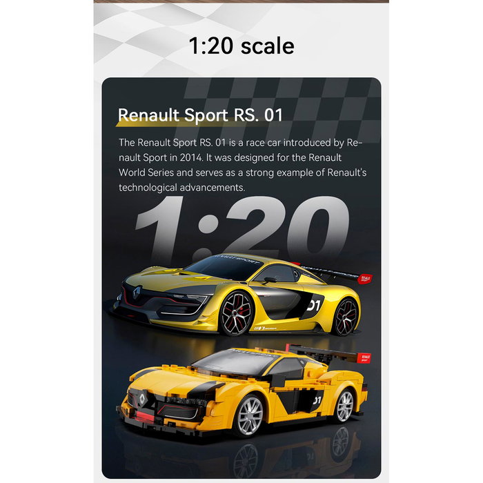 Cada Renault Sport RS.01 Escala 1:20 294 Piezas Coche de Construcción con Control Remoto 2.4G y App +6 Años
