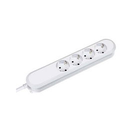 Bachmann SMART Regleta de enchufes, 4 tomas de corriente con conexión a tierra (Schuko), color blanco, cable de 1.5 metros