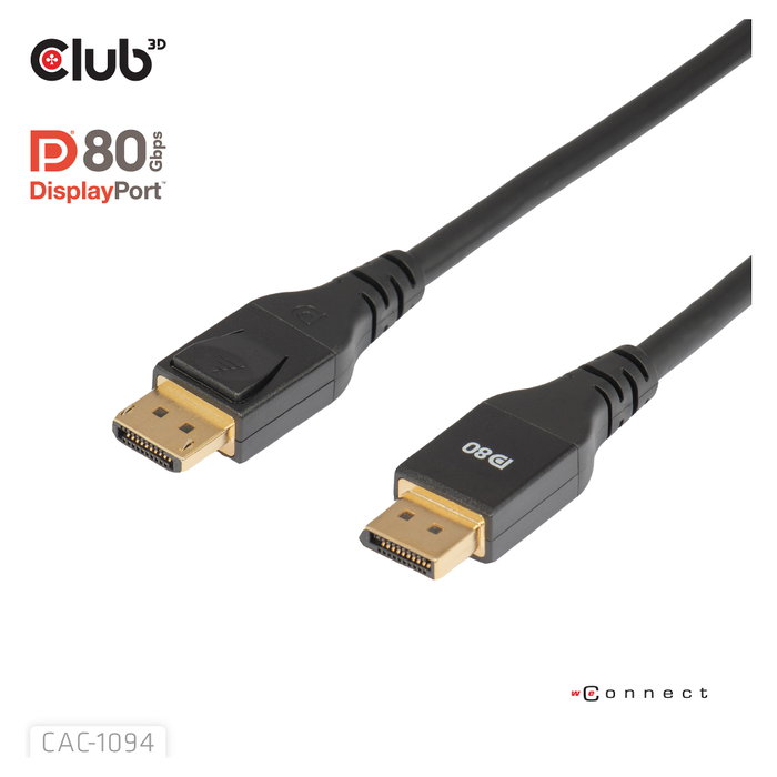 CLUB-3D Cable DisplayPort 2.1 VESA DP80 8K 240Hz 2m Negro CLUB-3D Cable DisplayPort 2.1 VESA DP80 8K 240Hz 2m Negro