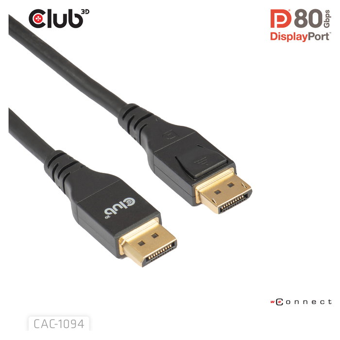CLUB-3D Cable DisplayPort 2.1 VESA DP80 8K 240Hz 2m Negro CLUB-3D Cable DisplayPort 2.1 VESA DP80 8K 240Hz 2m Negro