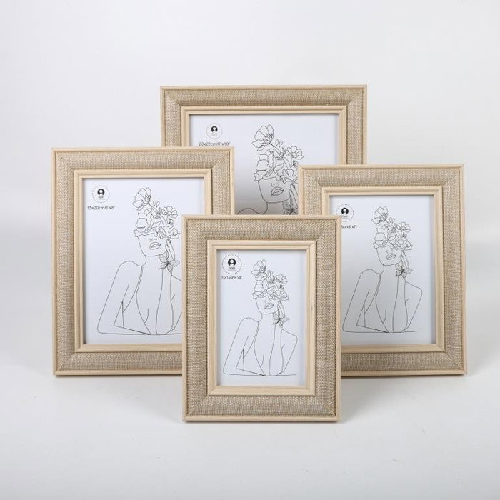 DKD Home Decor Marco Foto 15x20 Basicos Natural Lino Mdf 6 Unidades 21 x 26 x 1.8 cm