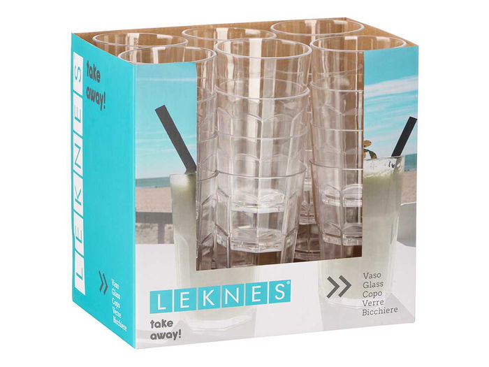 Leknes Vaso Transparente 350 ml de Plástico (PS) con Dimensiones 8 x 13.3 x 8 cm (Set de 48)