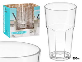 Leknes Vaso Transparente 350 ml de Plástico (PS) con Dimensiones 8 x 13.3 x 8 cm (Set de 48)