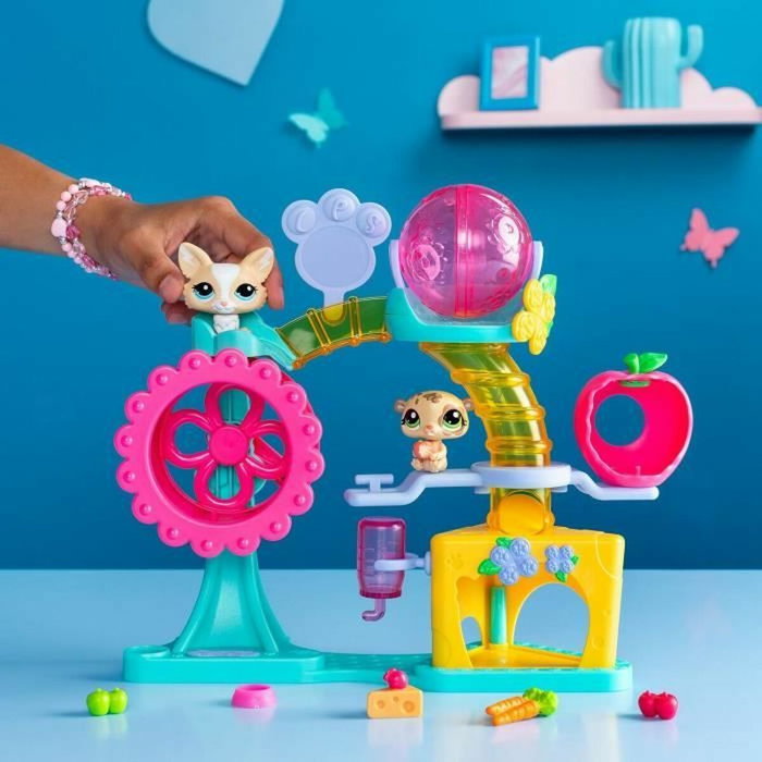 Bandai Littlest Pet Shop Caja Fun Factory con 2 animales y accesorios