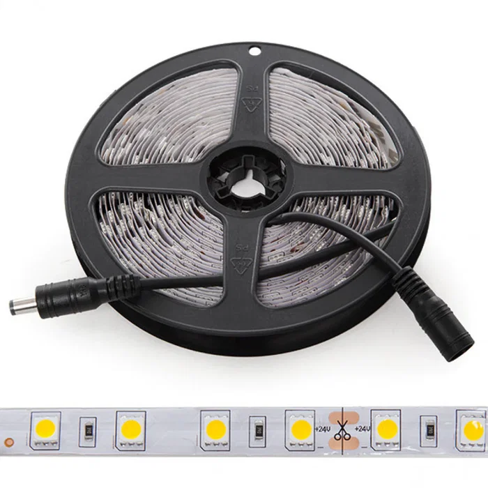 Tira de 300 LEDs 60W 3.780Lm CRI85 4200K SMD5050 24VDC IP20 x5M 40.000H [CA-5050-60-24-W]