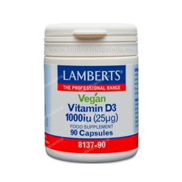 LAMBERTS Vitamina D3 1000Ui 90 Cápsulas Vegan - Origen Algal, Mantiene Huesos, Músculos y Sistema Inmunológico