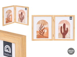 GIFTDECOR Portafoto Doble Efecto Bambú 20x25 Marrón