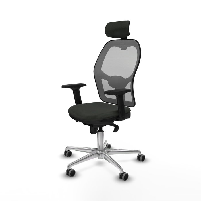 PIQUERAS Y CRESPO Silla de oficina Jorquera con mecanismo Sincro, Tela Negra y Malla Gris
