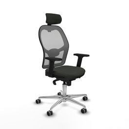PIQUERAS Y CRESPO Silla de oficina Jorquera con mecanismo Sincro, Tela Negra y Malla Gris