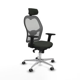 PIQUERAS Y CRESPO Silla de oficina Jorquera con mecanismo Sincro, Tela Negra y Malla Gris