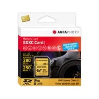 AgfaPhoto Tarjeta de Memoria MicroSDXC 256 GB UHS-II Clase 10 U3 V90 con Velocidades 280 MB/s Lectura y 250 MB/s Escritura, Color Oro - Ref. 10623