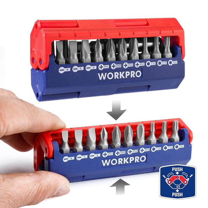 Workpro Juego de 13 Puntas de Destornillador Métrico con Soporte Magnético