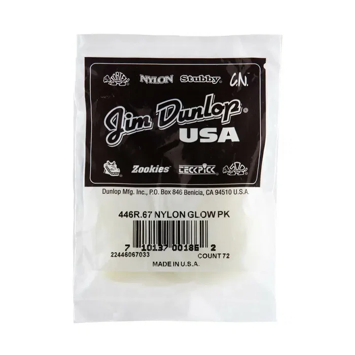 DUNLOP Pack 72 Púas Nylon Glow Standard - 0,67 mm
