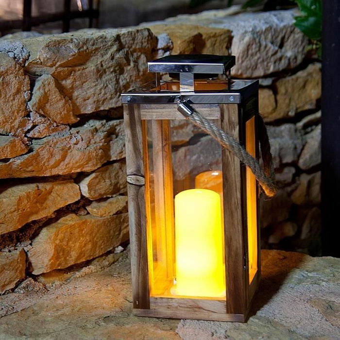 Lumisky Linterna solar OAKY con efecto vela y LED blanco cálido