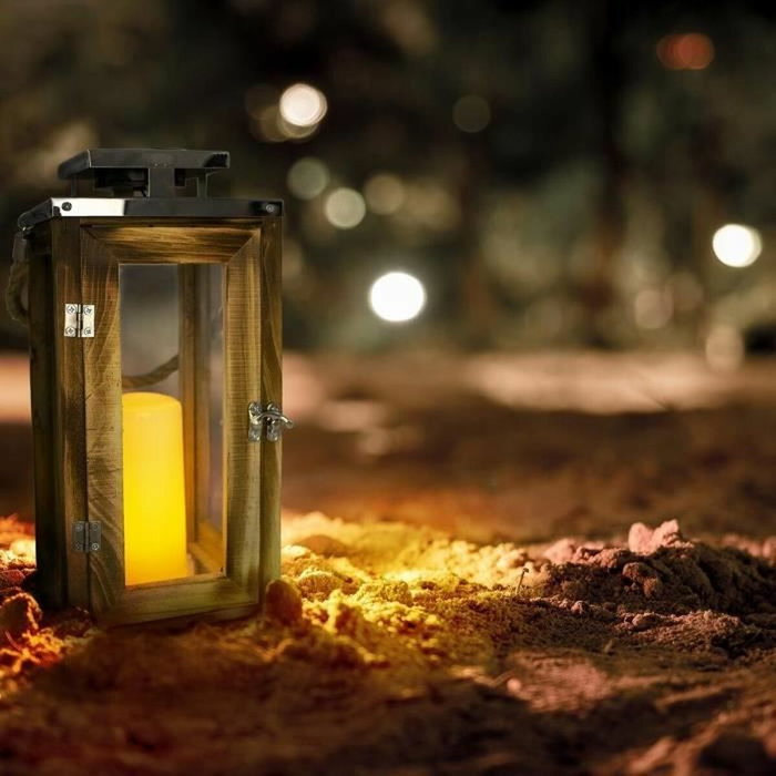 Lumisky Linterna solar OAKY con efecto vela y LED blanco cálido