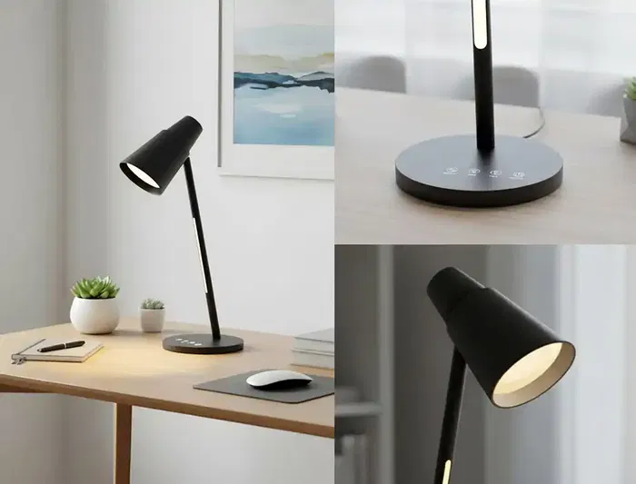 Q-connect Lámpara de Escritorio LED 6W 360 lm Táctil 3 Niveles Luz Nocturna Cabeza Orientable Negro