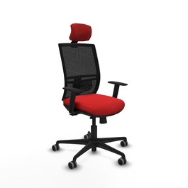 PIQUERAS Y CRESPO Silla de oficina Yunquera con mecanismo Sincro/Traslack, Rojo y Negro
