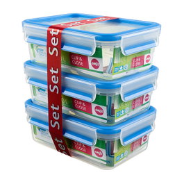 Emsa CLIP & CLOSE Set de 3 Recipientes de 1 L