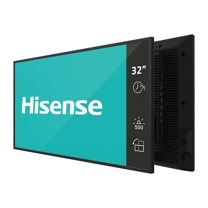 Hisense Pizarra de Caballete Digital de 32" Full HD IPS, Wi-Fi, Ethernet, Android 11, 24/7 Operación Continua, Montaje VESA 200x200, HDMI x3, DisplayPort - Para Cartelería Digital