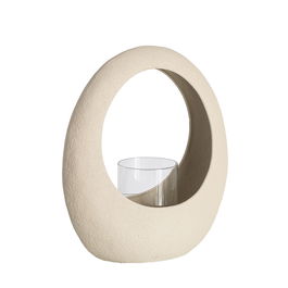 Portavelas Beige Metal-Cristal 22 X 8,50 X 27,50 cm