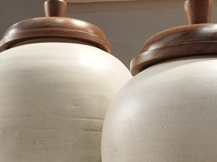 DKD Home Decor Tibor Terra Cotta Mango 25x25x45 Crudo con Tapa