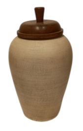 DKD Home Decor Tibor Terra Cotta Mango 25x25x45 Crudo con Tapa