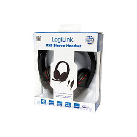 Logilink auricular con microfono diadema negro/rojo pc/juegos hs0033
