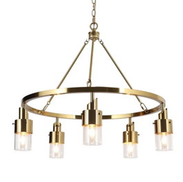 DKD Home Decor Lámpara de Techo de Metal y Cristal Dorado