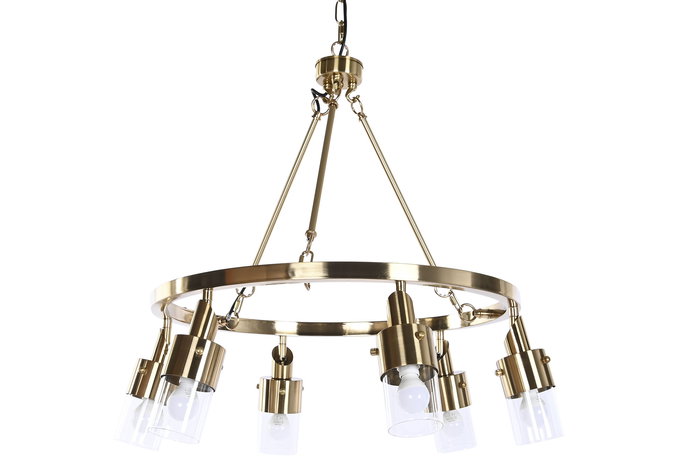 DKD Home Decor Lámpara de Techo Moderna Dorada Metal Cristal 66 x 60 x 66 cm