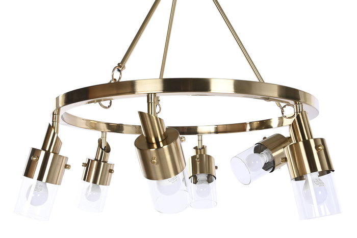 DKD Home Decor Lámpara de Techo Moderna Dorada Metal Cristal 66 x 60 x 66 cm